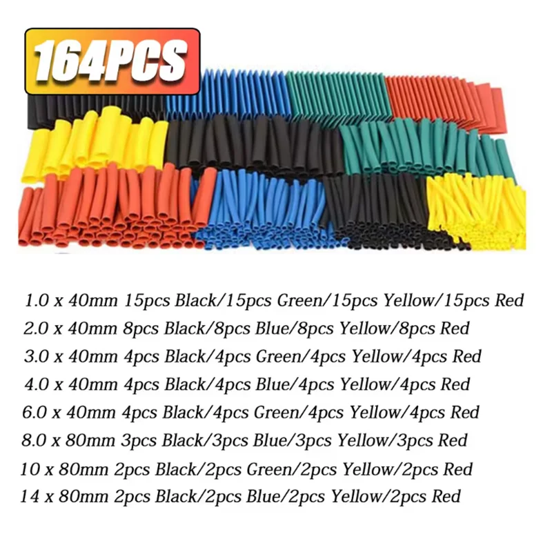 1160/580/164PCS Heat Shrink Tubing Kit Wire Shrinking Wrap C