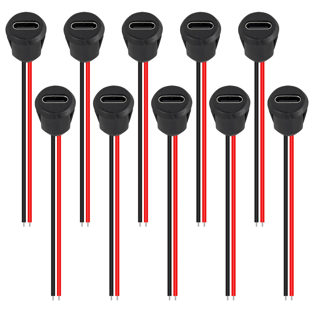 5PCS 2Pin USB Connector Type-C Waterproof with Female Socket
