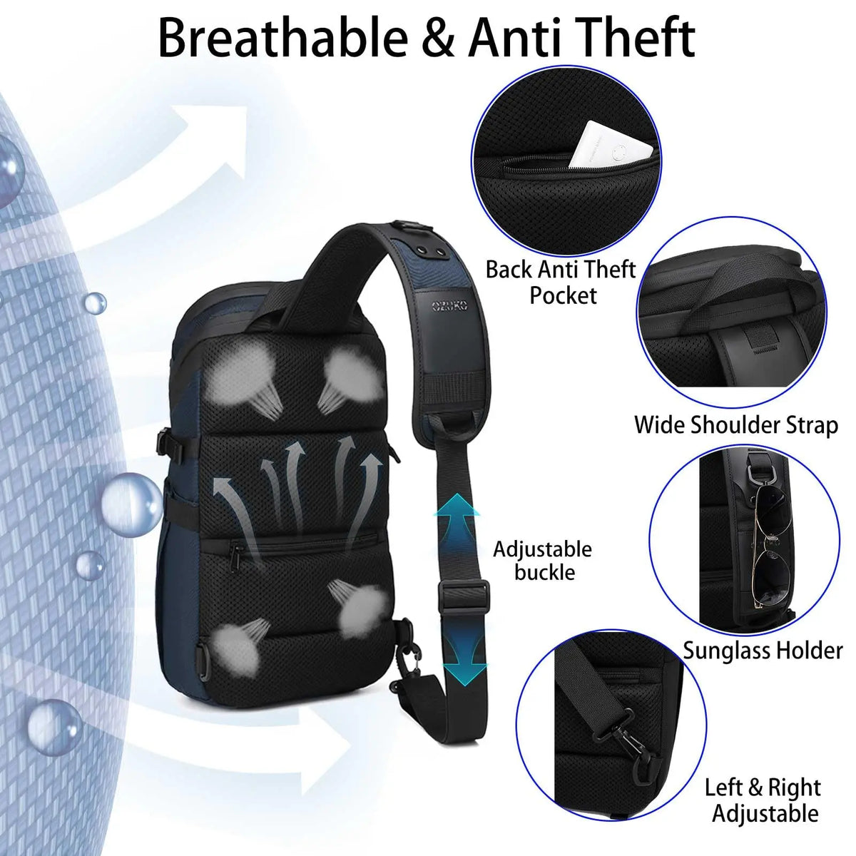 Anti Theft Sling Bag Shoulder Crossbody Backpack Waterproof 