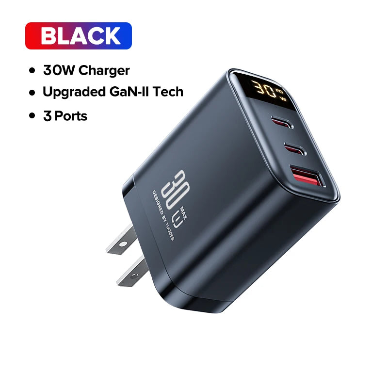 Tuodes 65w GaN Charger PPS PD USB Type C Fast Charging QC4.0 Quick Charge For iPhone 17 Macbook Air Tablet Samsung Xiaomi Laptop