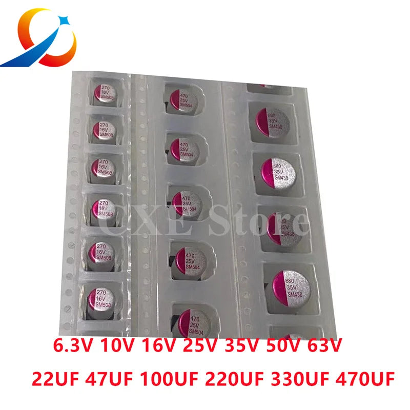 10PCS SMD Solid Capacitors 6.3V 10V 16V 25V 35V 50V 63V 10UF