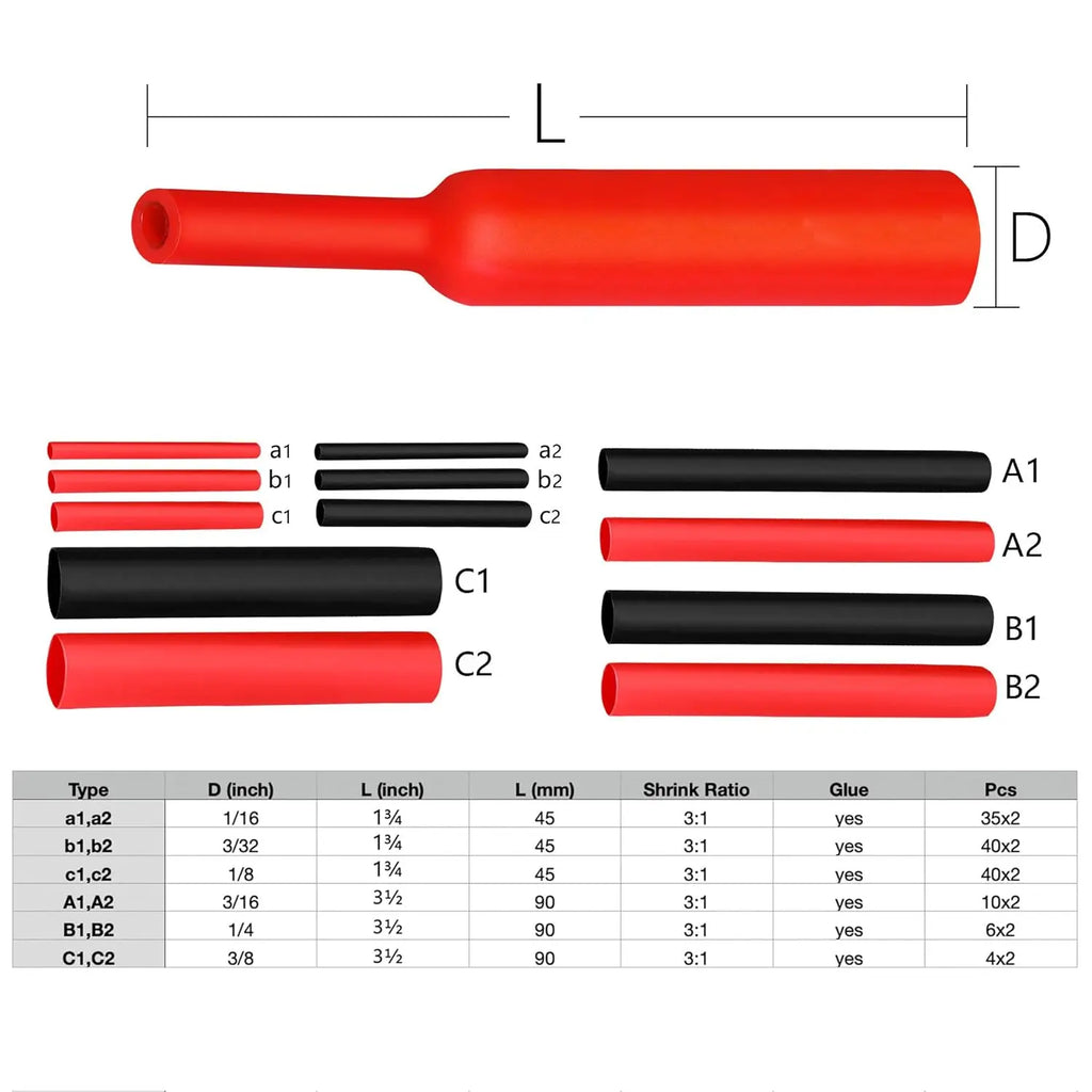 270 PCS Heat Shrink Tubing Kit 3 1 Ratio Adhesive Lined Mari