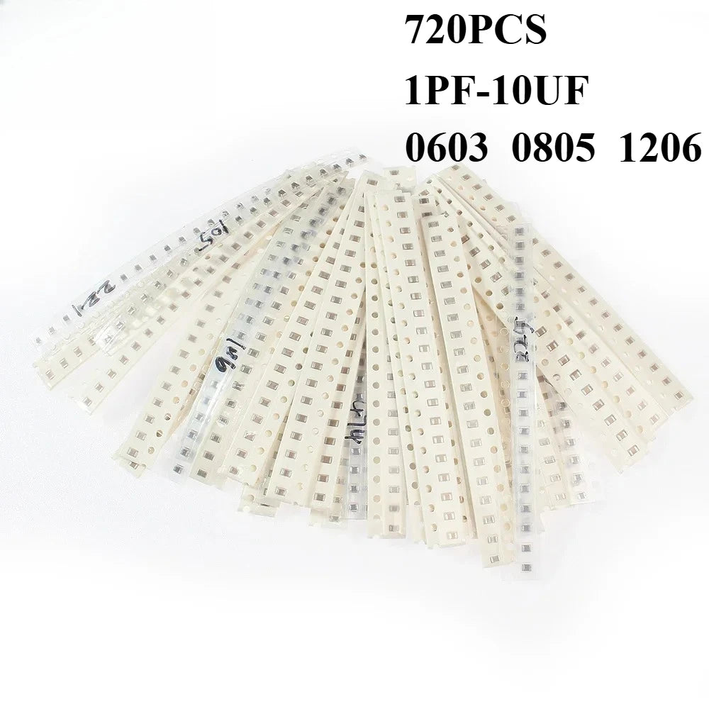 720pcs 0603 0805 1206 SMD Ceramic Capacitors Assortment Kit 
