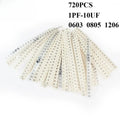 720pcs 0603 0805 1206 SMD Ceramic Capacitors Assortment Kit 