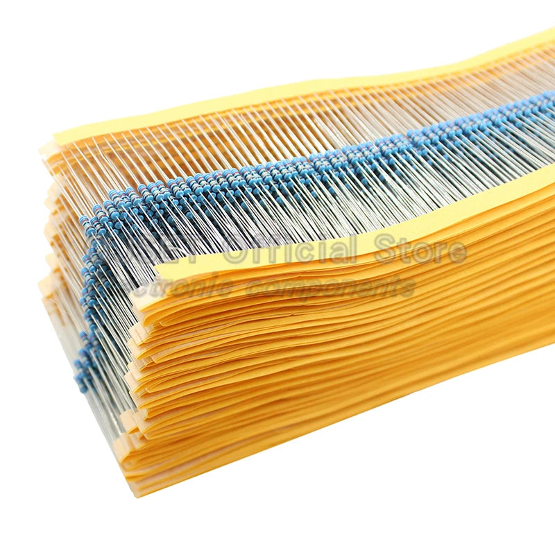 100pcs 1/4W Metal Film Resistor Element 1% 0.25W 1K 1.5K 2.2