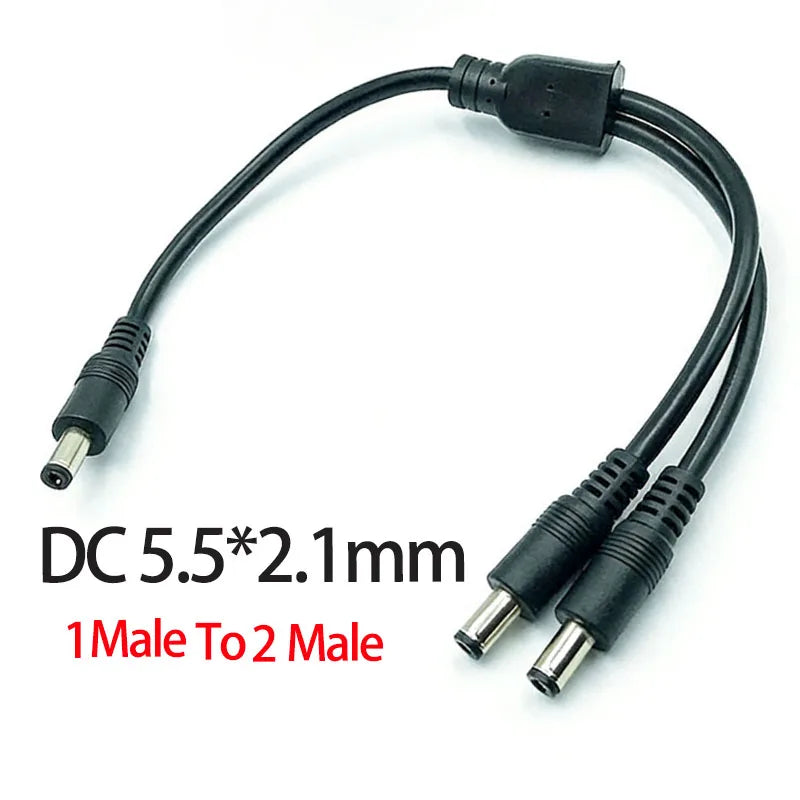 1PC DC 5.5mm 2.1mm 1 To 2 Connector Male To Female Plug DC Power Splitter Cable CCTV LED Strip Light Power Supply Adapter