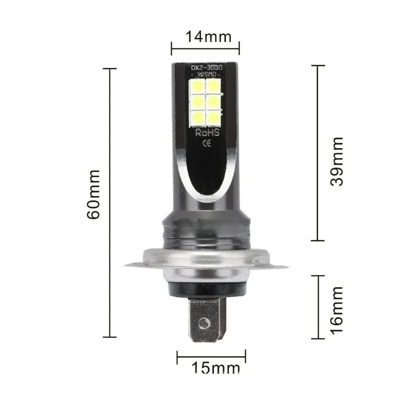 2Pcs H7 12LED Car Headlight Bulb Kit Waterproof Car Fog Ligh