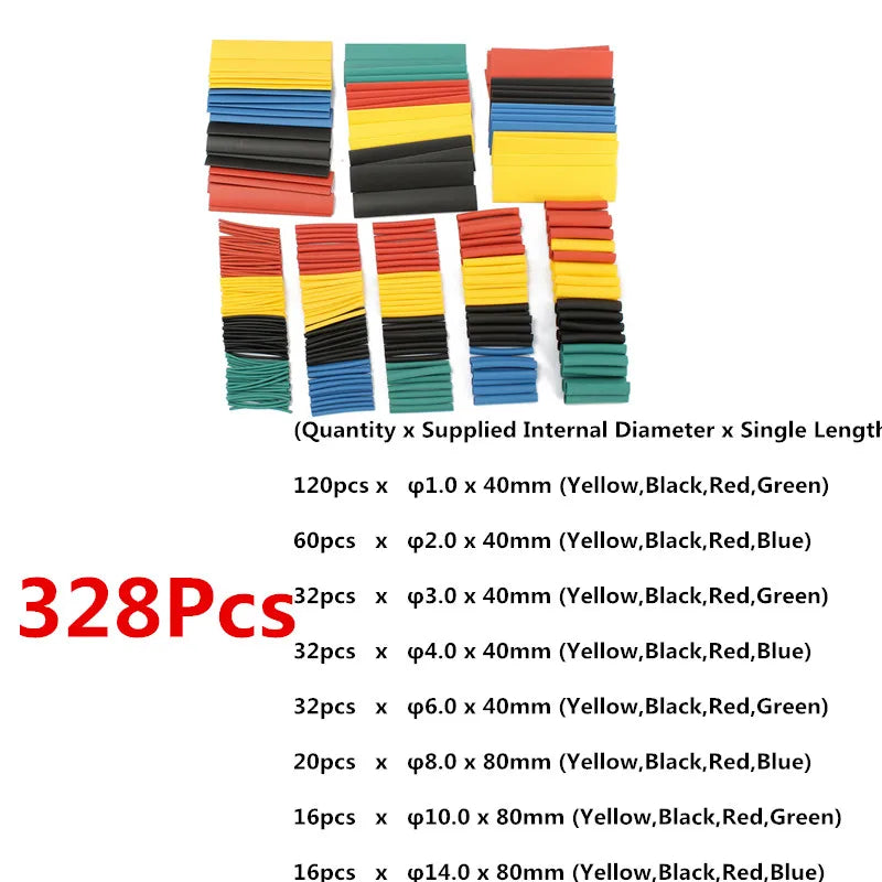 328pcs Heat Shrink Tube Kit Shrinking Assorted Polyolefin In