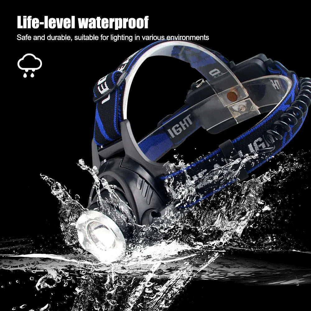 LED four light source telescopic focus Headlamp Waterproof H