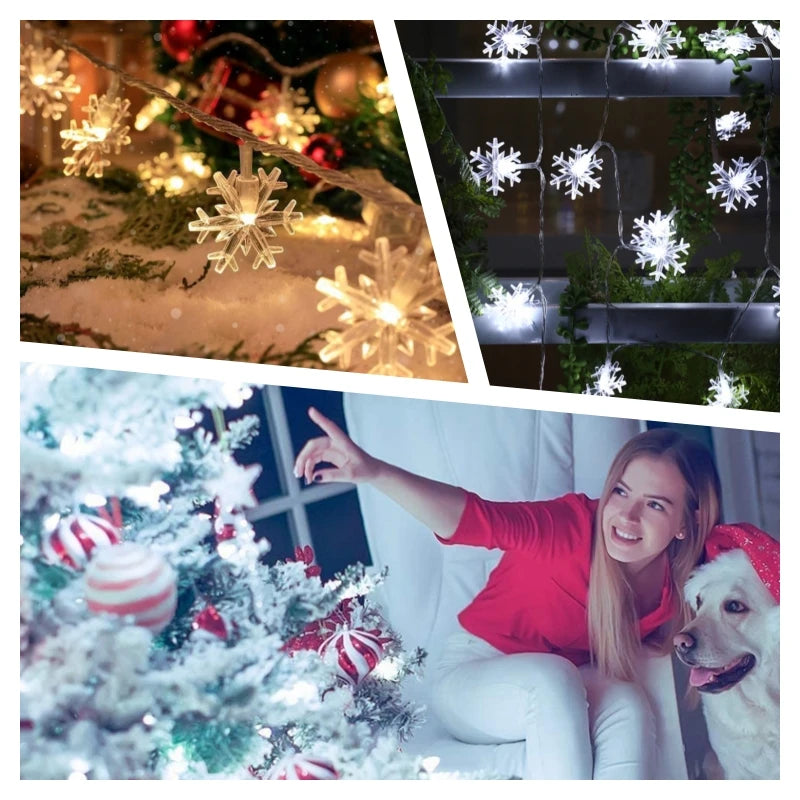 Snowflake Lights String LED Festoon Light USB Plug Christmas