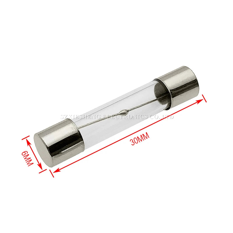 10PCS 5 20/6 30MM Slow-Blow Glass Tube Fuse T0.5A 1A 1.25A 1.5A 1.6A 2A 2.5A 3.15A 4A 5A 6.3A 7A 8A 10A 15A 20A Time-Delay Fuses