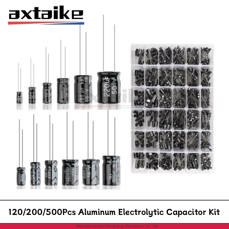 120/200/500Pcs 16V 25V 50V 0.1uF - 1000uF Aluminum Electroly