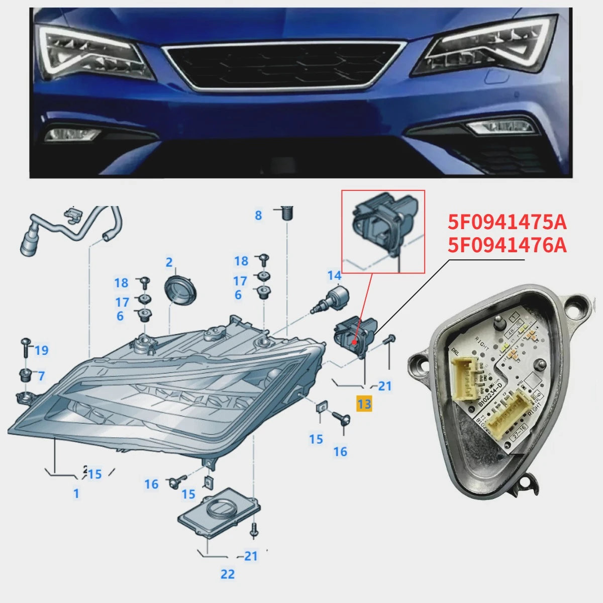 DRL Turn Signal Light Source Module For SEAT Leon Cupra MK3 2017-2020 Headlight Accessories for SEAT MK3