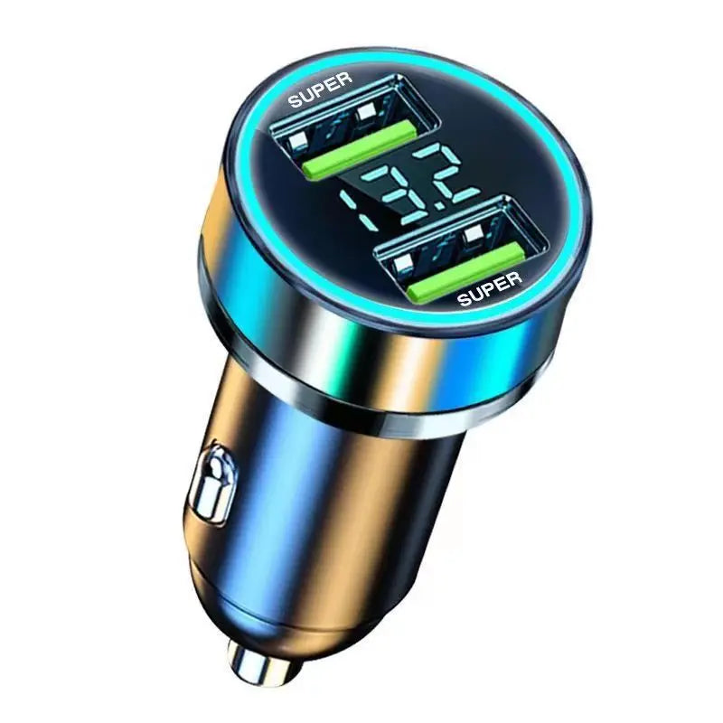 USB Car Charger Fast Charge Dual USB Car Charger 2 Port LCD Display Voltmeter Car Cigarette Lighter Socket Car Charger Adapter