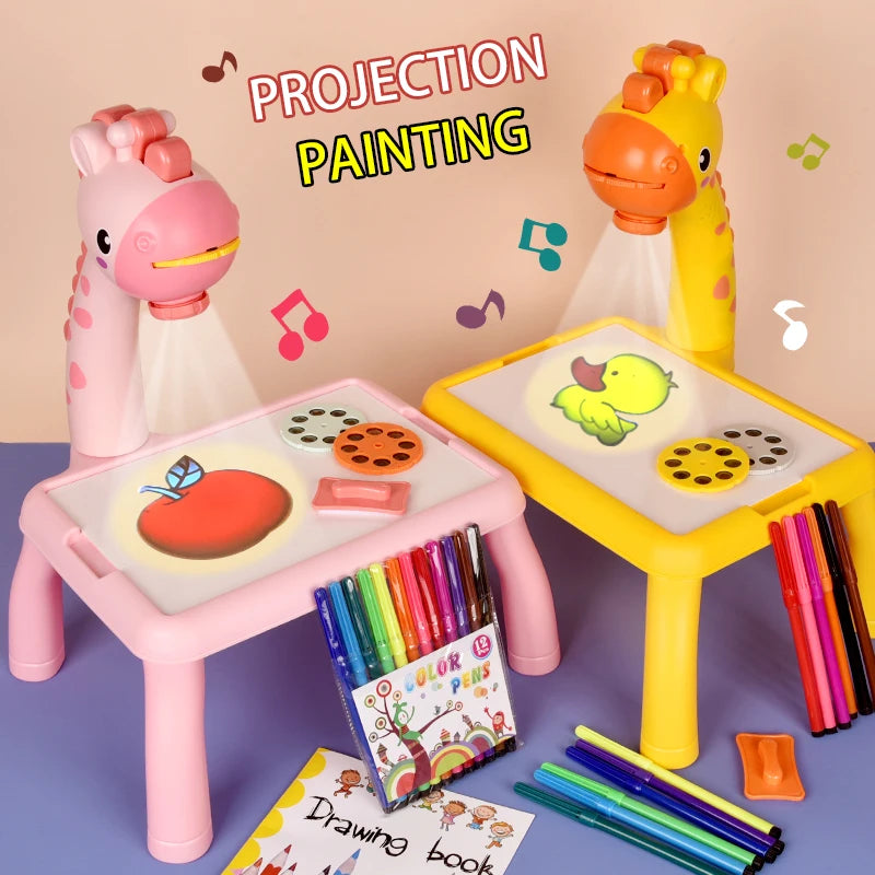 Kid s LED Projector Drawing Table Mini Toy Painting Set Tabl