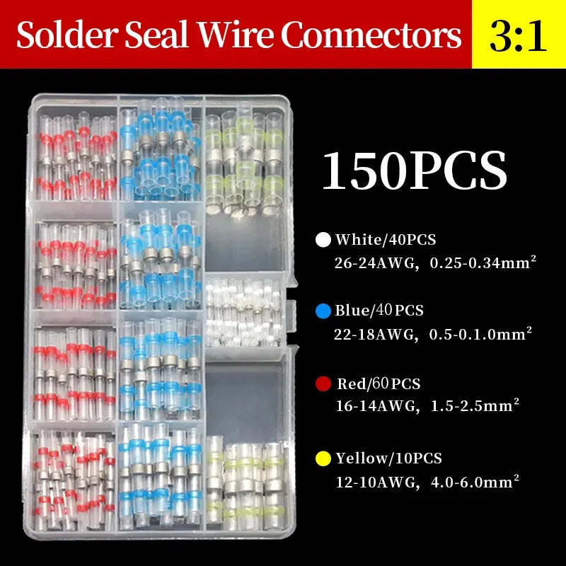 50/100/300/500 Pcs Heat Shrink Wire Connector Solder Seal Splice Tube SST 3 1 Waterproof Butt Crimp Terminals