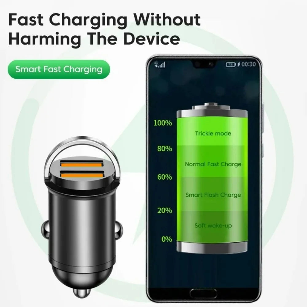 Car 66/100/200W Dual Port Mini USB Charger Ultra Fast Chargi