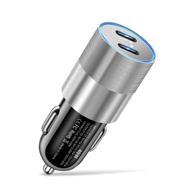 PD Car Charger Adapter 40W Fast Charging Type C USB PD Quick Charger in Car Mobile Phone for iPhone16 Pro Max Xiaomi 15 Huawei