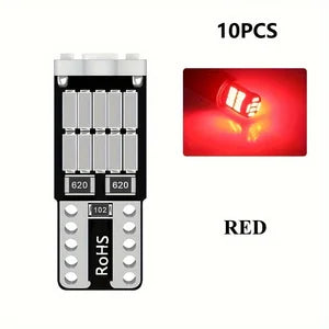 10PCS T10 W5W LED Bulbs - 6000K Cool White 4014 26SMD Canbus Fits 168 194 5w5 for Car Interior & Signal Lights Upgrade