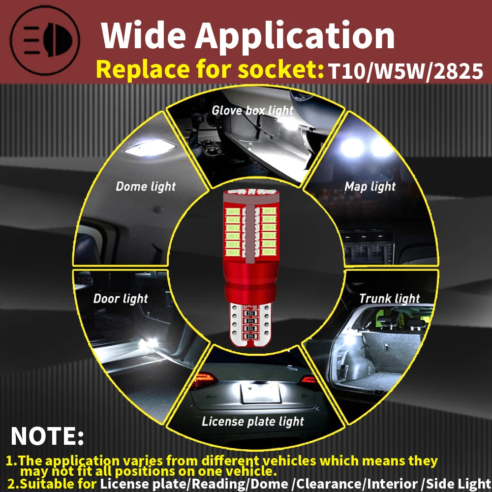 2pcs T10 W5W Car Interior Reading Dome Light Side Marker Lam