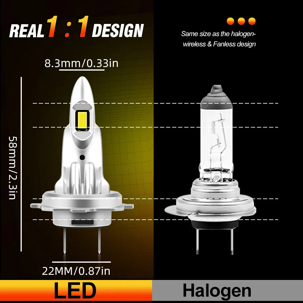 2x LED H7 Headlights For Citroen C3 I II III 2002-2025 C4 1 