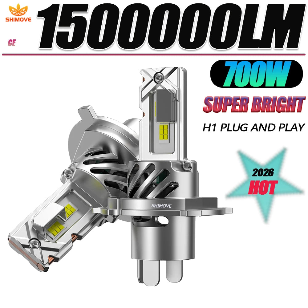 H4 LED 2026 New Headlight Super Bright Bulb Wireless 1500000LM CSP for Car Headlamp Auto Diode Canbus Lamp Turbo Led 12V 6000K