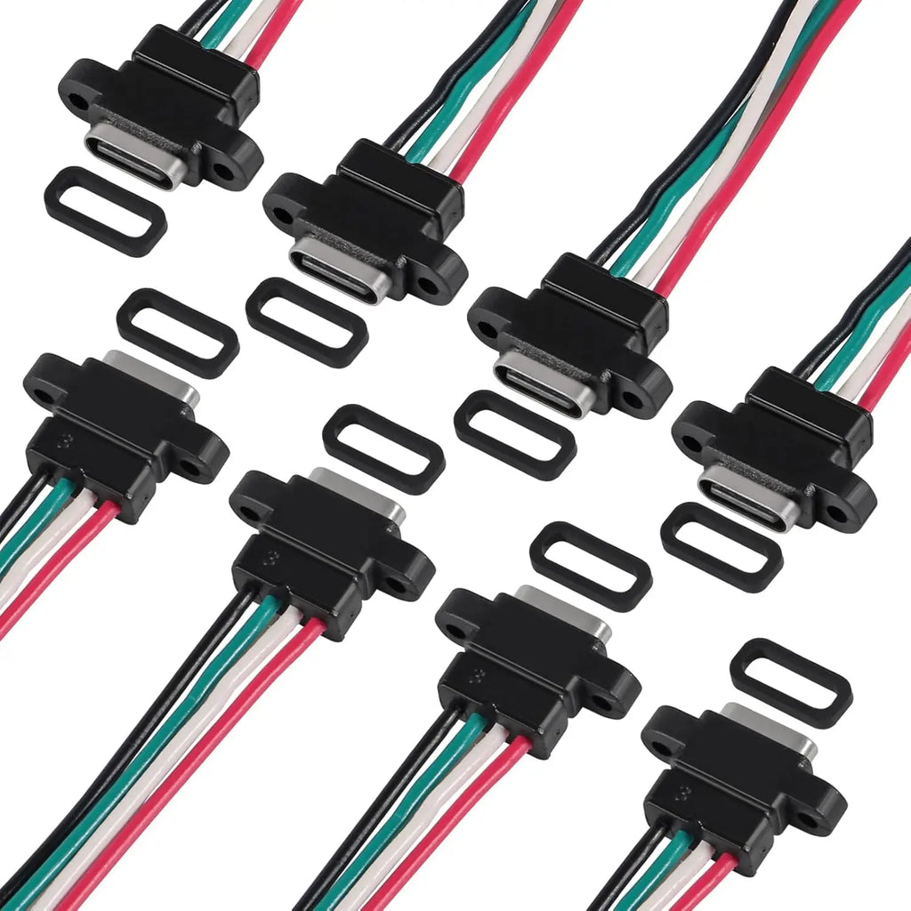 8pcs USB Connector Type-C Female Chassis 4 Pin for DIY Water