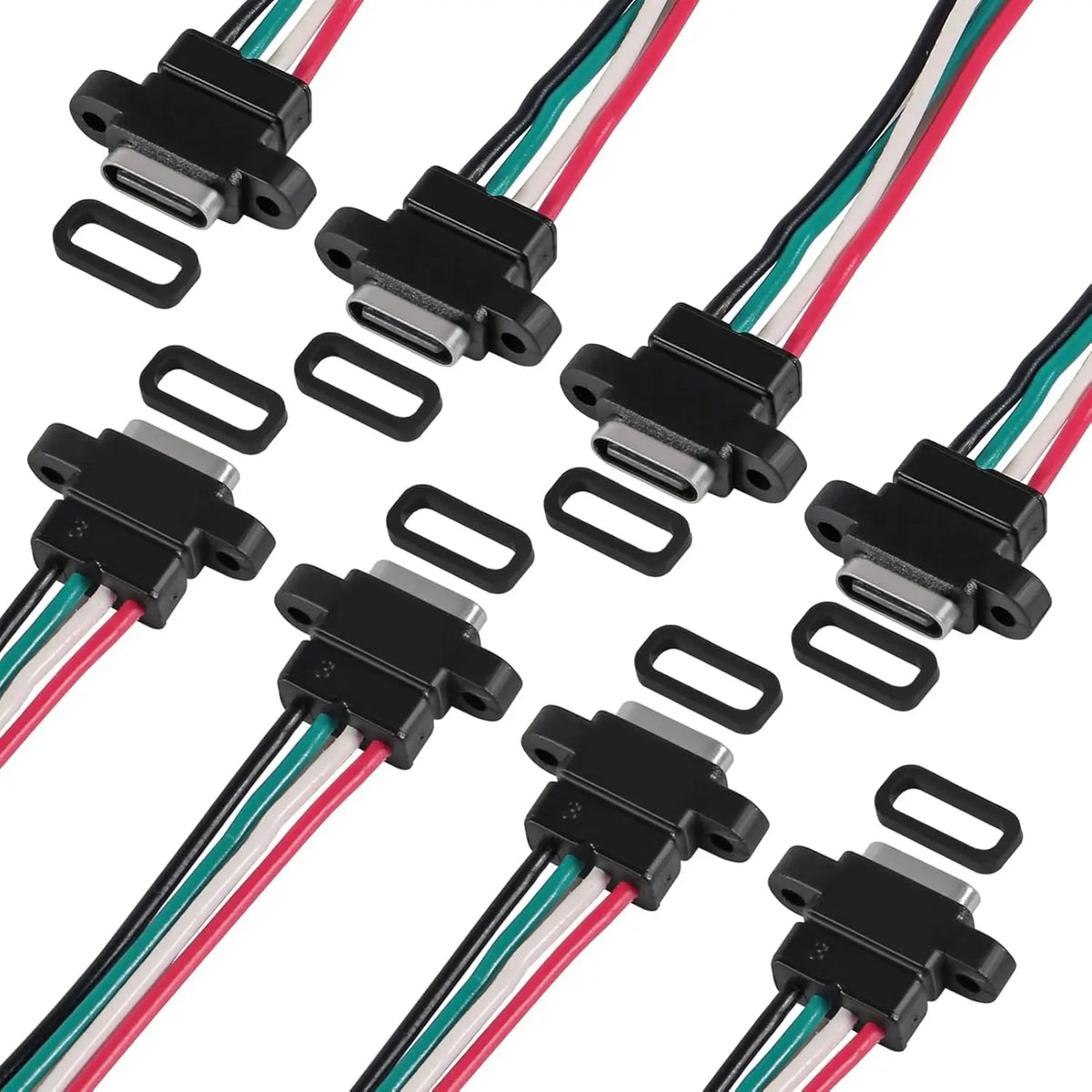 8pcs USB Connector Type-C Female Chassis 4 Pin for DIY Water