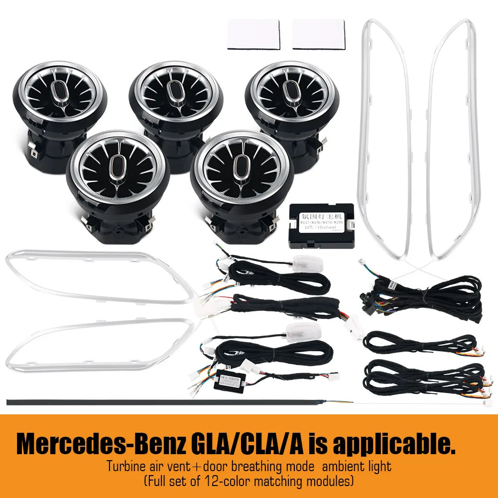 Led 12/64 Colours Ambient Lights For Mercedes-Benz A/CLA W176/CLA W117/GLA W156 Led Car Air Vents Turbine Nozzle Decorate Lights