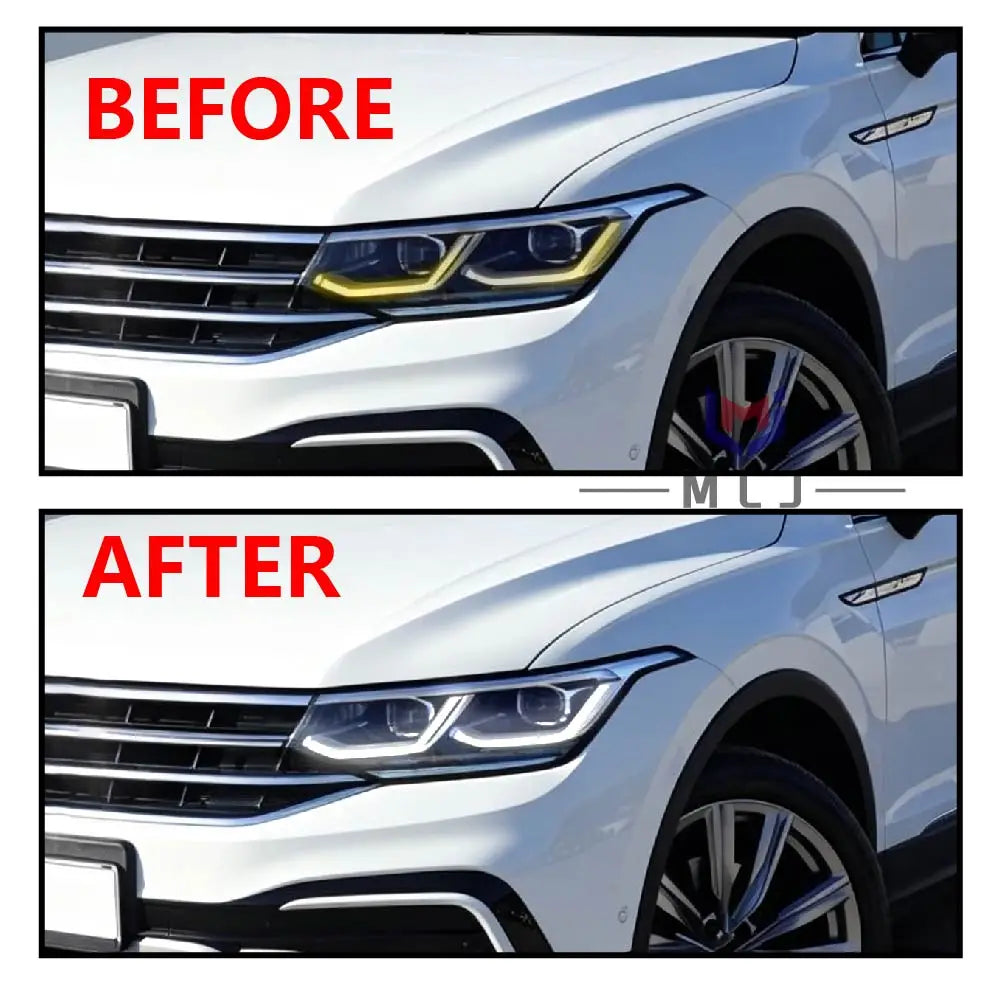Angel Eye DRL Acrylic Light Guide Tube Strips Daytime Running Light Replacement For Volkswagen Tiguan Matrix
