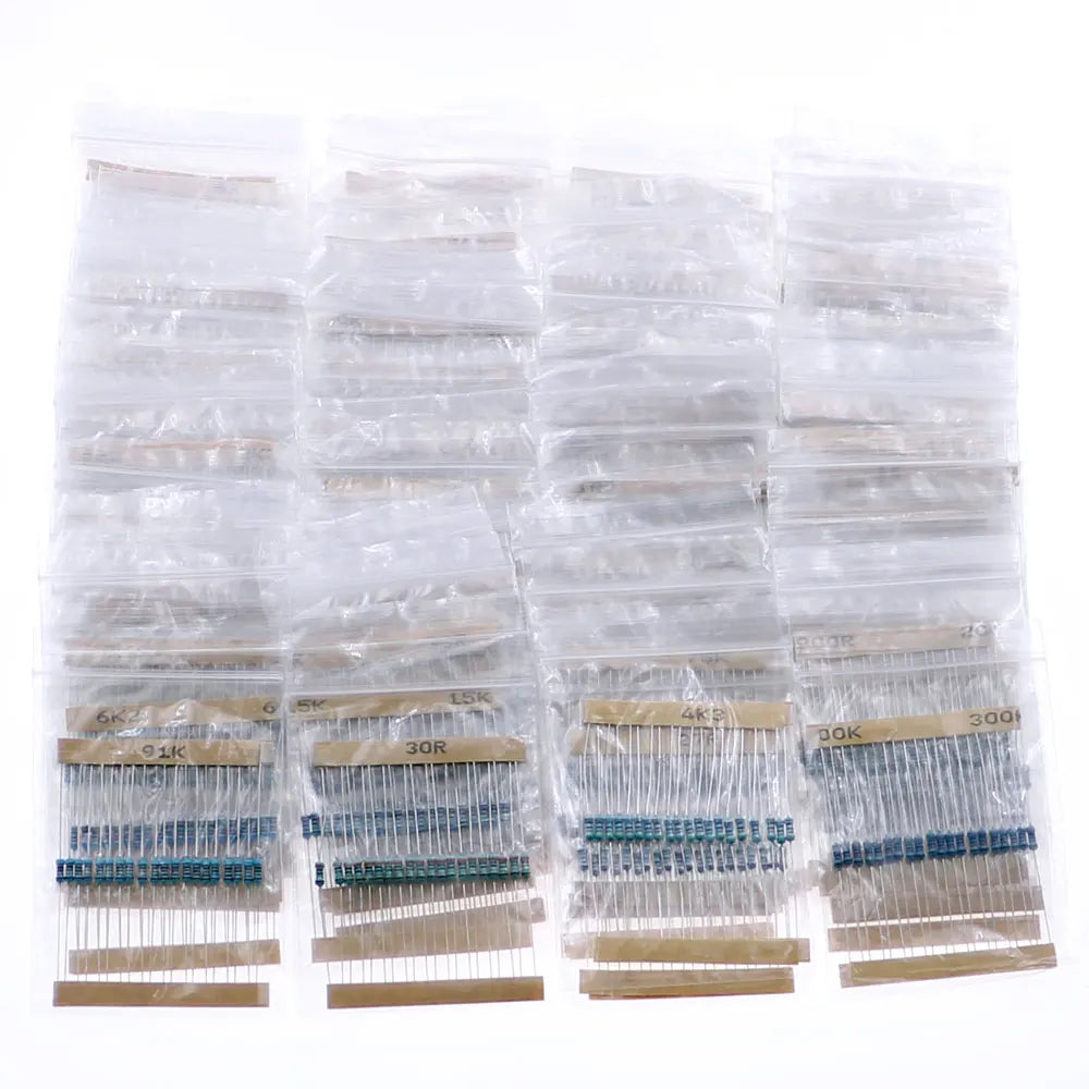2600pcs 130Value 1/4W 0.25W 1% Metal Film Resistors Assorted