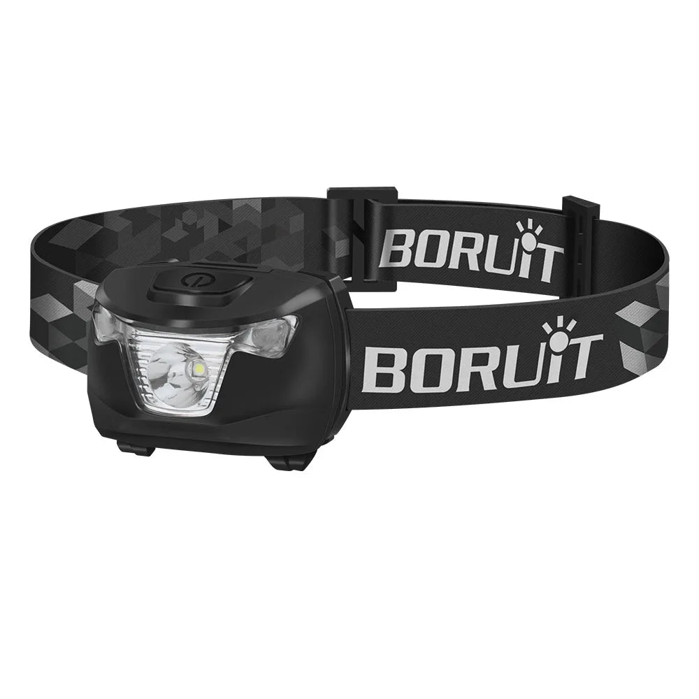 BORUiT Mini LED Headlamp Waterproof Portable Head Torch AAA Battery Powered Headlight with Adjustable Strap for Camping Fishing