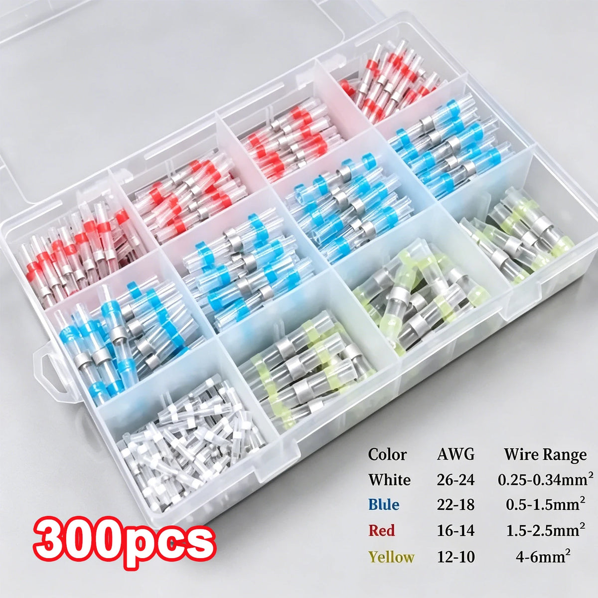 300/box Waterproof Solder Seal Heat Shrink Butt Wire Connect