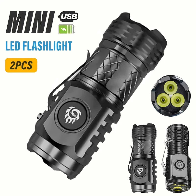 High Quality 3 SST20 LED Flashlight Built-in Battery USB Rec