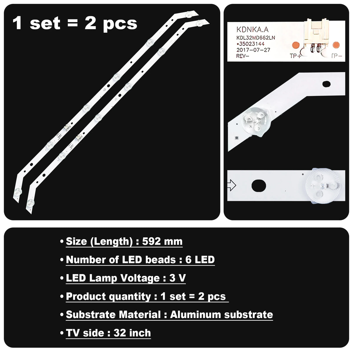 LED Backlight Strip for KDL 32MD662LN 32L1700 L32S3900S L32S3900 32S3900 L32S3900FS Tl020 LB20210512PHUL