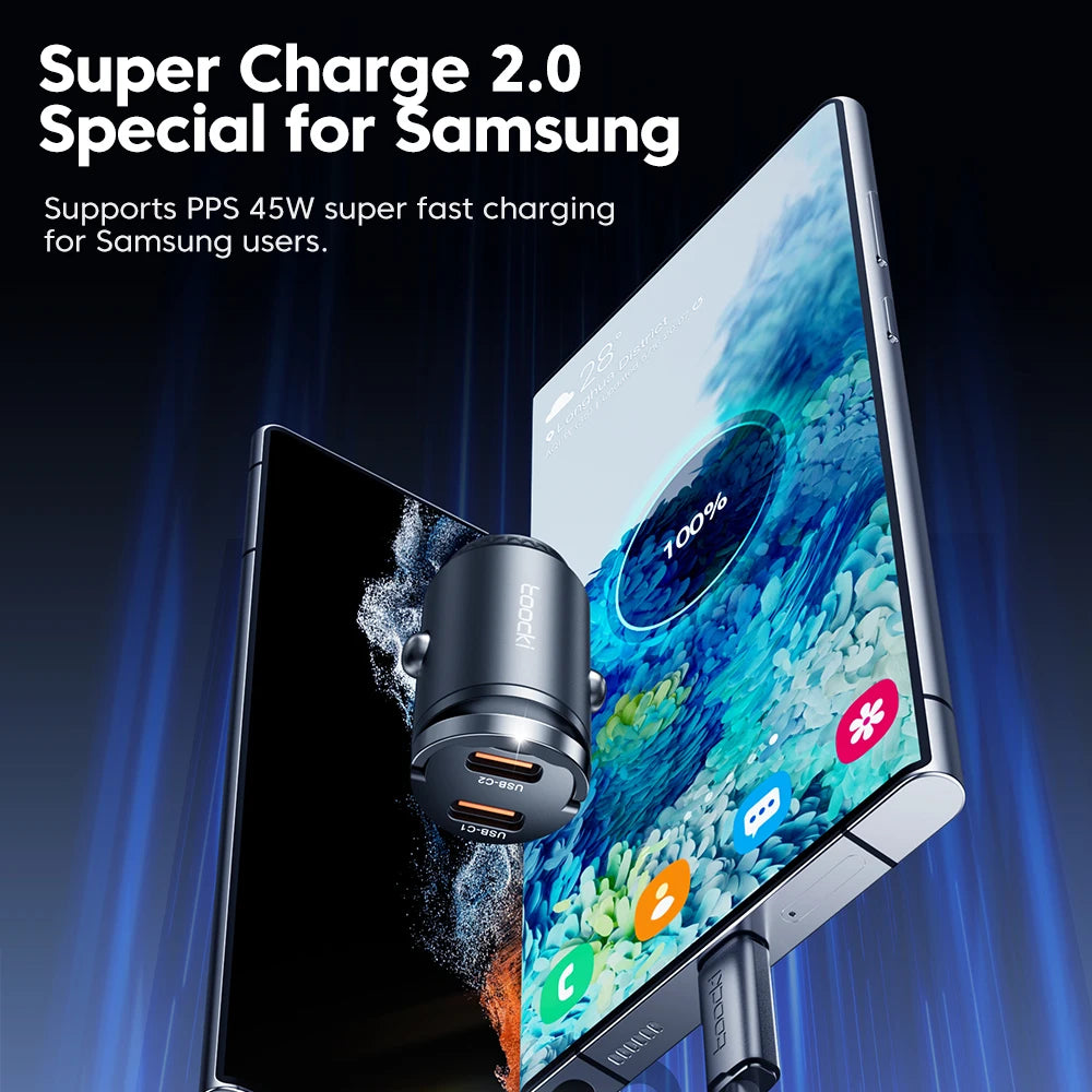 Toocki 45w Car Charger Dual Type C PD45w Fast Charging Car P
