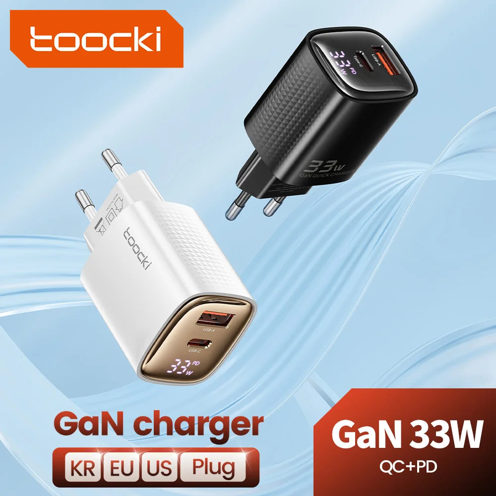 Toocki 33W GaN USB C Charger Digital Display PD Fast Chargin