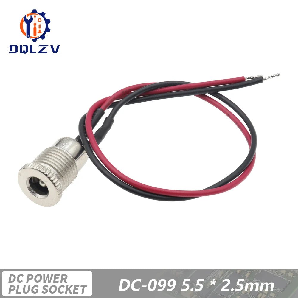1PCS Waterproof DC-099 5.5 2.5mm 5521 5525 DC Power Jack Socket Female Panel Mount Connector MetalWith Nut Snap DC-099 5.5 2.5