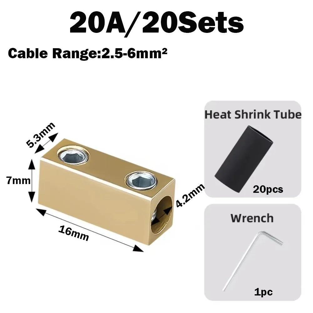 With Heat Shrink Tubing Brass Terminal Block Pressure Free High Current High Power Splitter Waterproof Wire Connector Electrical