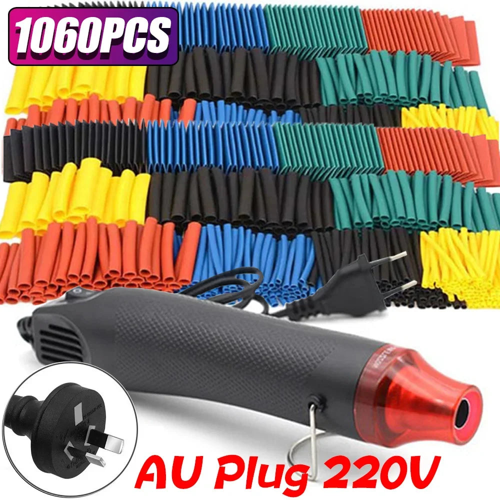 2 1 Shrinkable Wire Shrinking Wrap Tubing Wire Connect Cover Protection with 300W Hot Air Gun 127-10600pcs Heat Shrink Tube