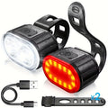 Bicycle Emergency Light Rechargeable Bike Headlight Taillight Set LED Cycling Safety Flashlight Multiple Lighting Modes Type-C