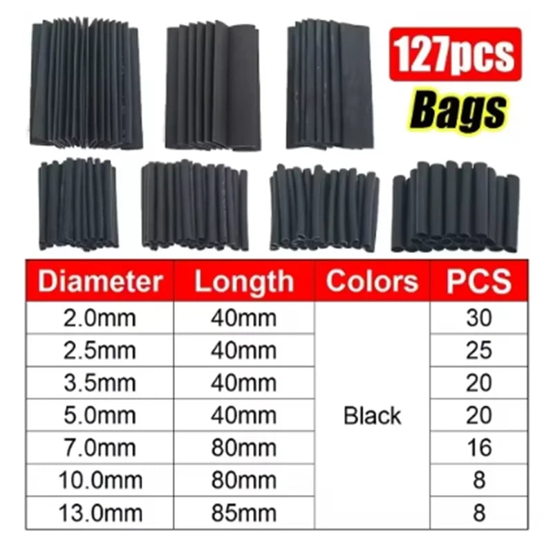 127-750pcs Thermoretractile Heat Shrink Tubing set Wire Connectors Heat Shrink Tube Wrapping for Cable Heat-shrinkable Sheath