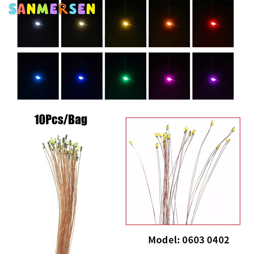 10pcs/Lot 0402 0603 SMD Lamp Wired Micro Led Pre-Soldered Mi