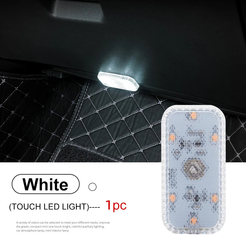 LED Touch Light Mini Wireless Car Interior Lighting Auto Roof Ceiling Reading Lamp for Door Foot Trunk Storage Box USB Charging