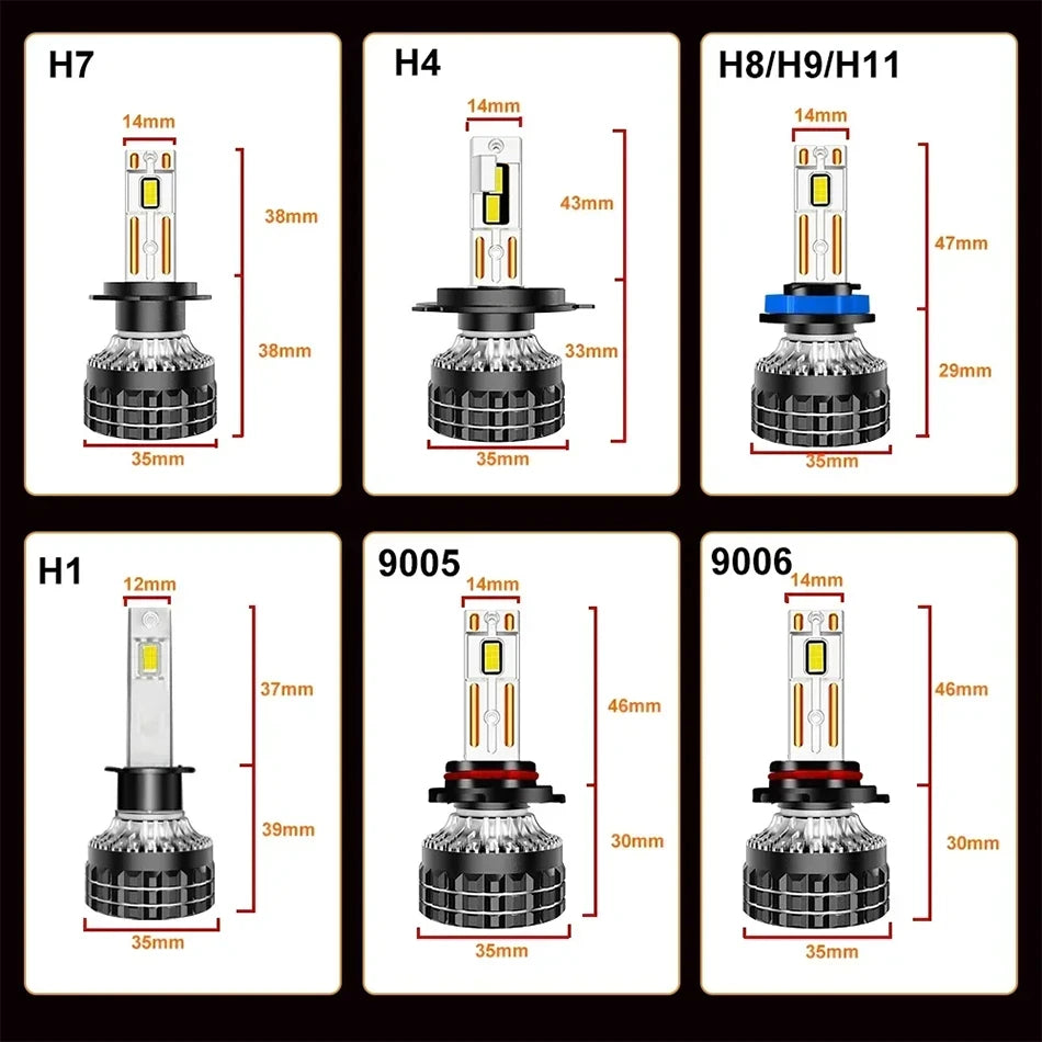K5C Plus H7 LED 60000LM Headlights H1 H4 H11 H8 H9 9005 9006