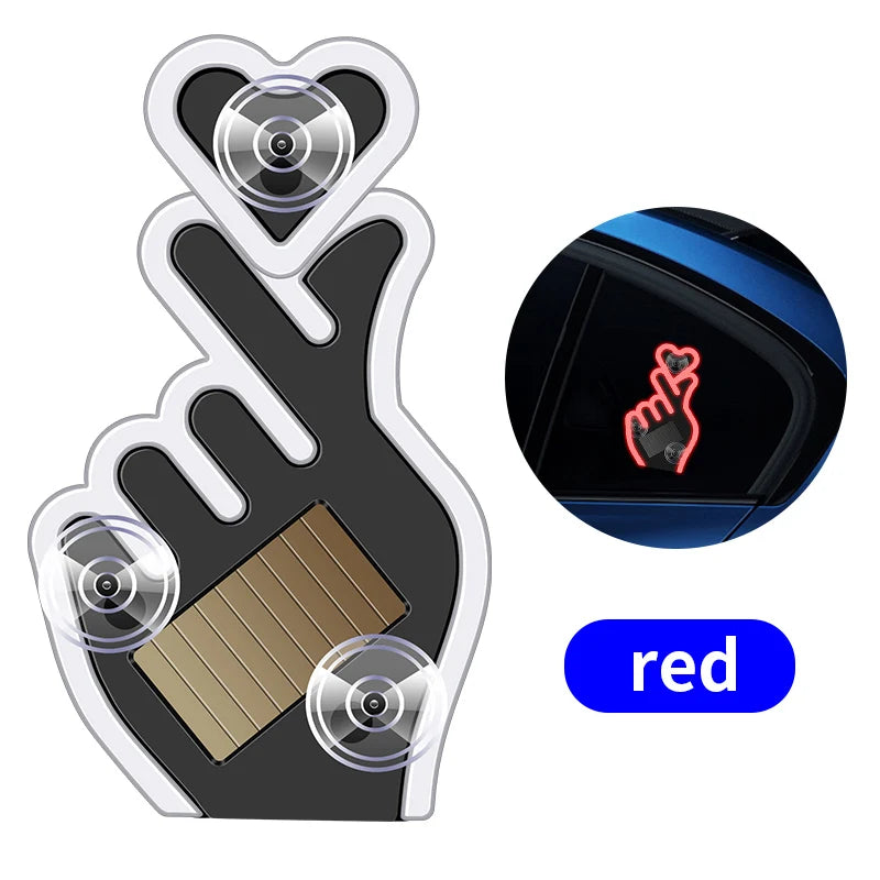 Solar Power Led Finger Heart Shaped Led Ambient Light Suction Cup USB Room Partty Atmosphere Breath Lamp Car Window Neon Light