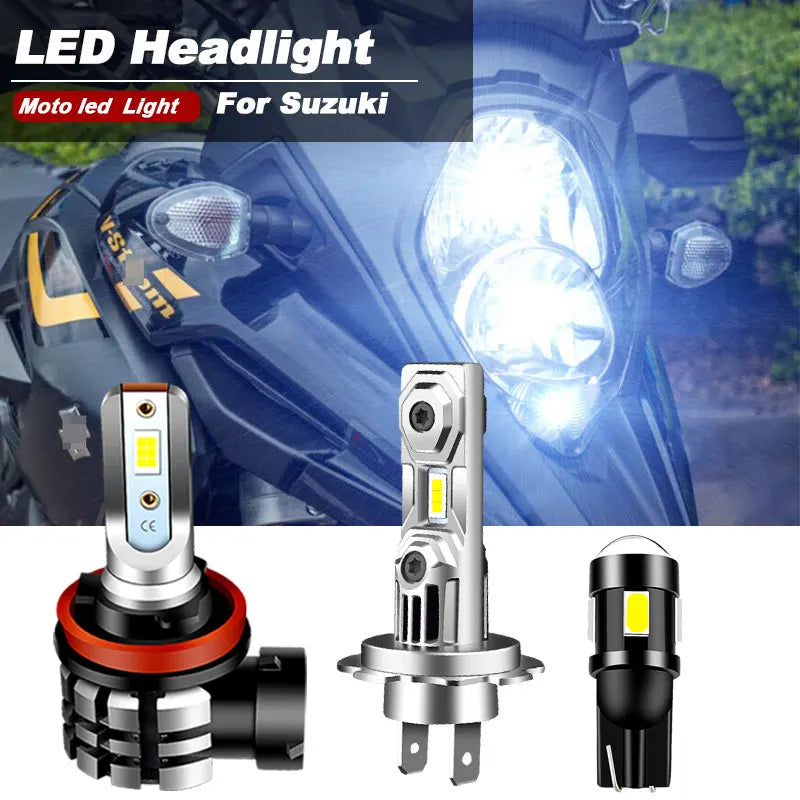 3pcs Motorcycle 9600LM LED Headlight High Low Beam Parking L