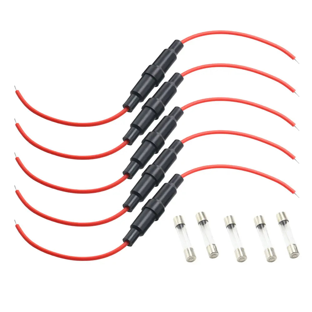 5PCS Glass Fuse Holder 5 20mm 6 30mm Screw Type with 22-14 A