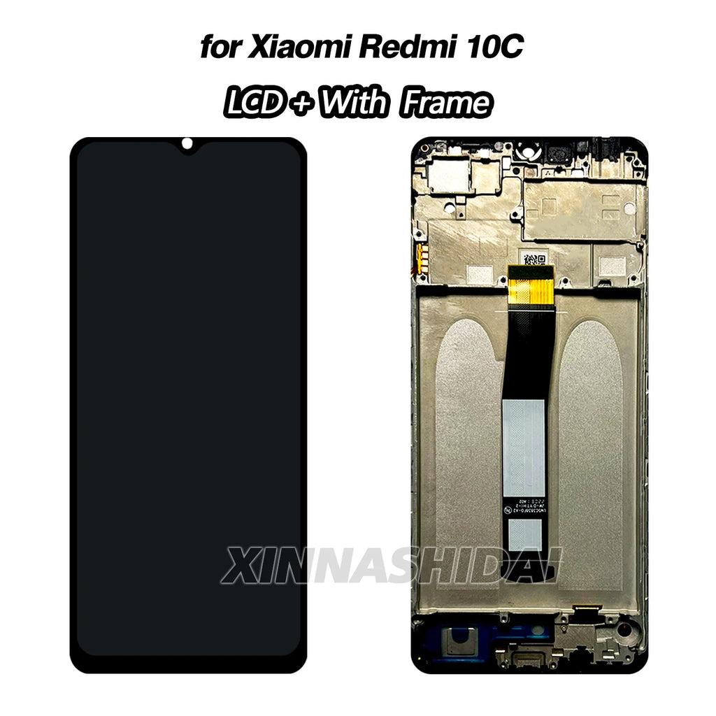 6.71 Tested For Xiaomi Redmi 10C LCD Display Touch Screen Frame and Battery Cover Assembly For Redmi 10C Display Replacement