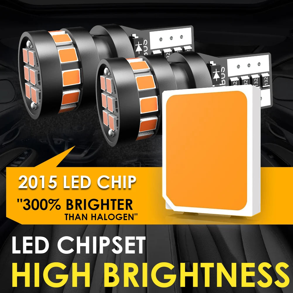 2x High Quality T10 W5W Orange Red 2015 LED Car Interior Rea